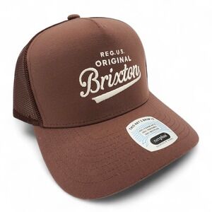 Brixton Original Mesh Back Trucker Hat Maroon Brown Adjustable Snapback Cap NEW‎